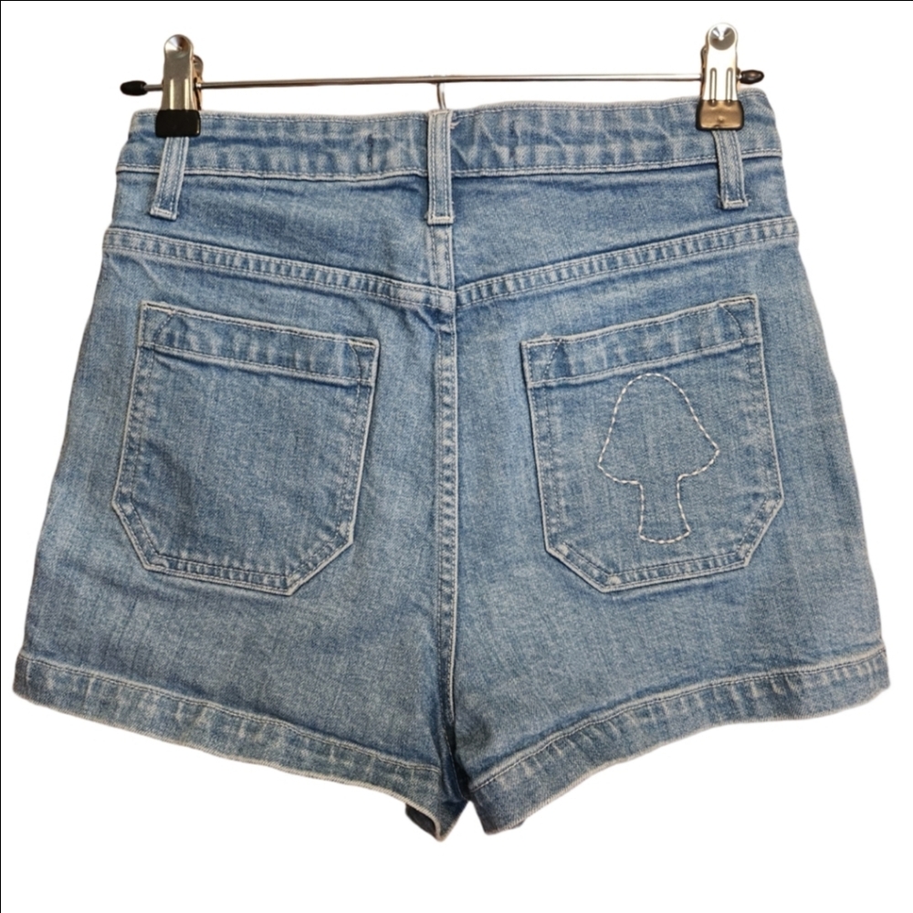 STONED IMMACULATE MAGGIE MAGIC MUSHROOM DENIM JEAN SHORT SIZE 27 RARE FIND!